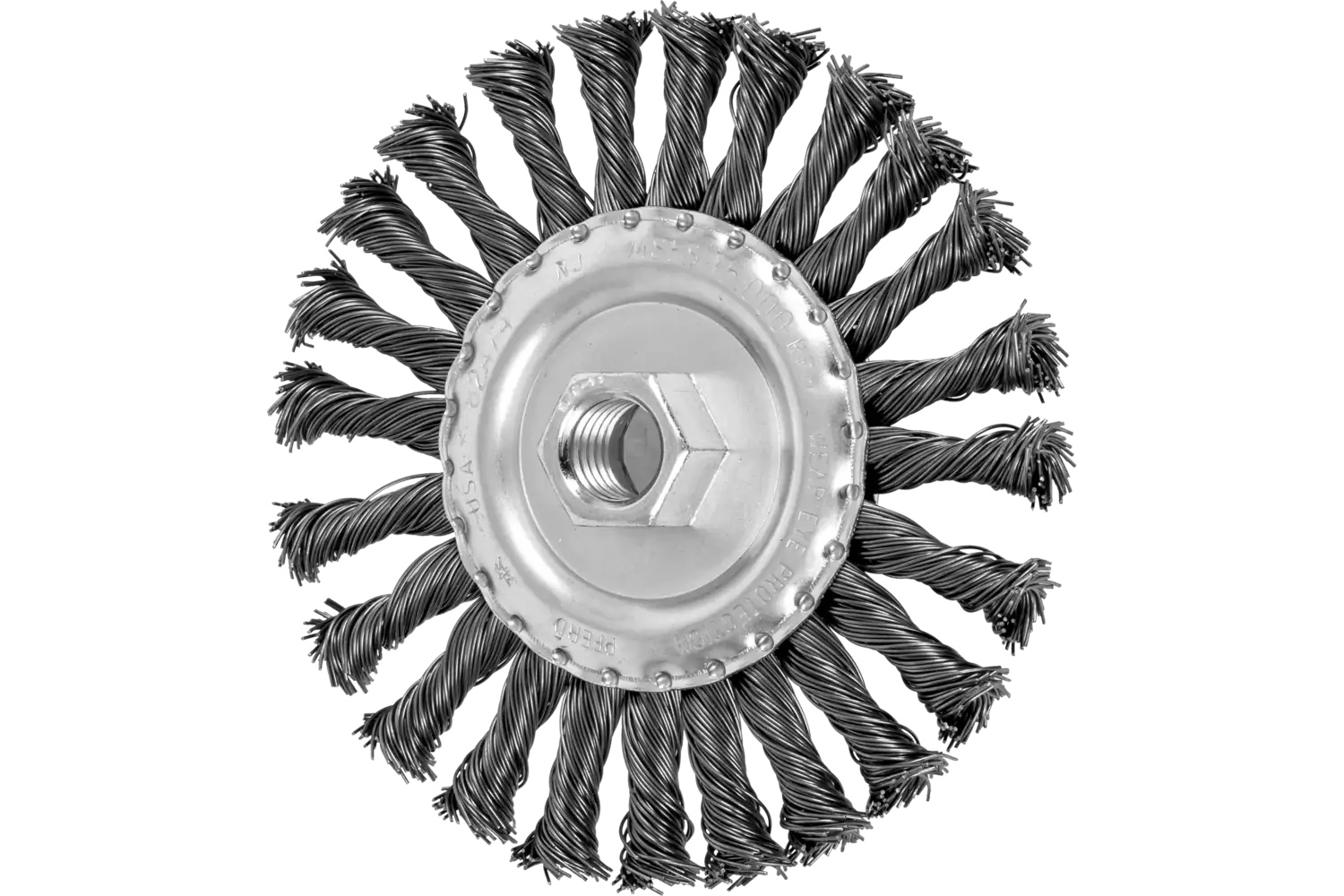 Picture of Pferd Full Cable Knot Wire Wheel Brush 5" Dia. .023 Carbon Steel 5/8-11" Thread
